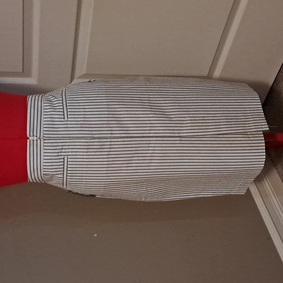 NWT Jessica Striped Knee-Length Straight Skirt with Pockets Size 4 White/Gray - Picture 2 of 9
